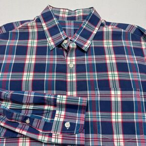 J Crew Shirt Mens Large Slim Blue Plaid New York Outdoor Lightweight Preppy Work